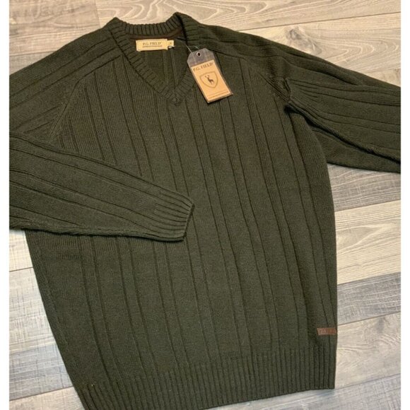 P.G.‎ Field Army Green Men's Jumper Sweater Size Medium NWT - Picture 4 of 11